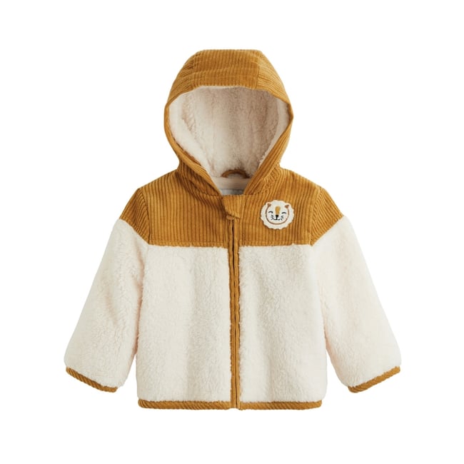 Veste bébé intérieur polaire avec capuche Charly camel <span itemprop=