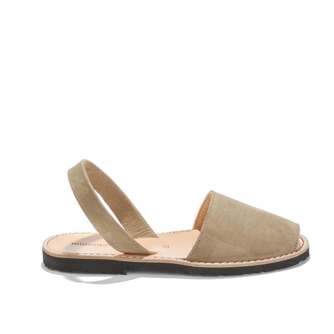 Sandales Plates Cuir Avarca Nubuck kaki <span itemprop=