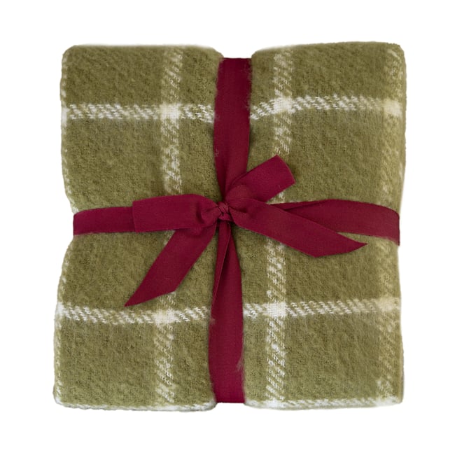 Plaid à carreaux aspect mohair avec franges - QABANE - HOME MAISON