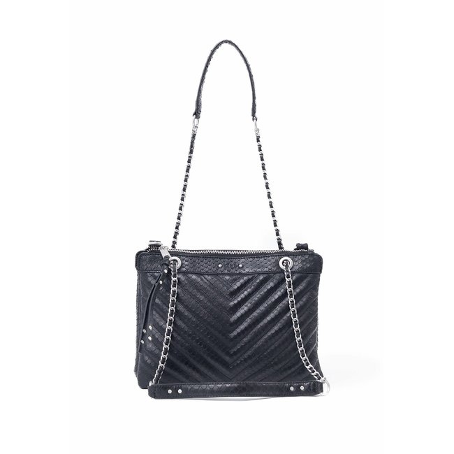 Sac pochette 1440 Reporter cuir embossé  noir <span itemprop=