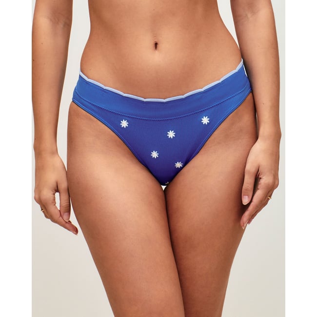 Culotte seamless avec broderies florales FLEURETTIZ bleu marine <span itemprop=