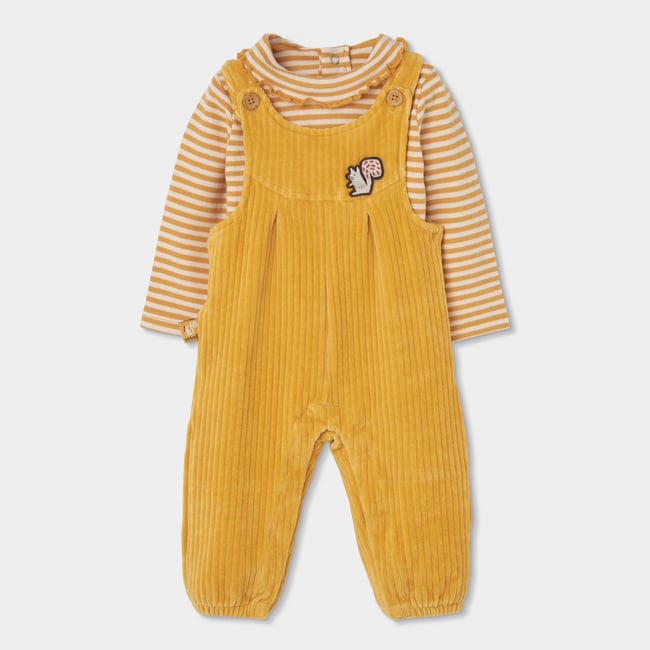Ensemble bébé fille maille avec écureuil jaune <span itemprop=