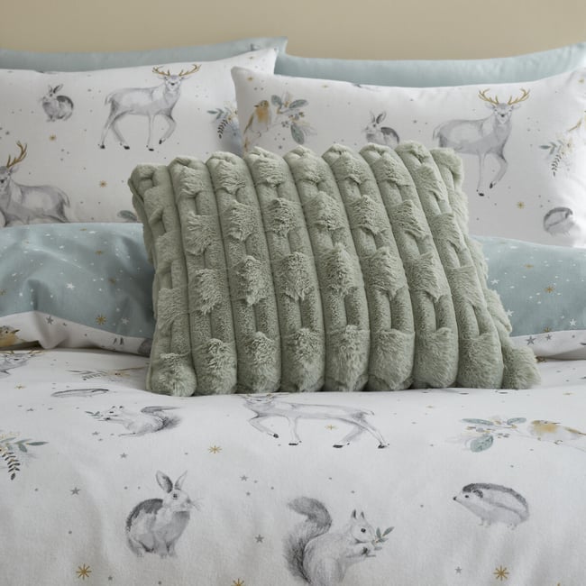 Carved Faux Fur Filled Cushion - Neutral Tones - BIANCA FINE LINENS