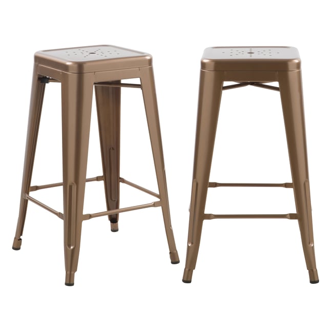 Lot de 2 tabourets pour îlot central 66 cm en métal mat - INDUS - MAISON PAVANE