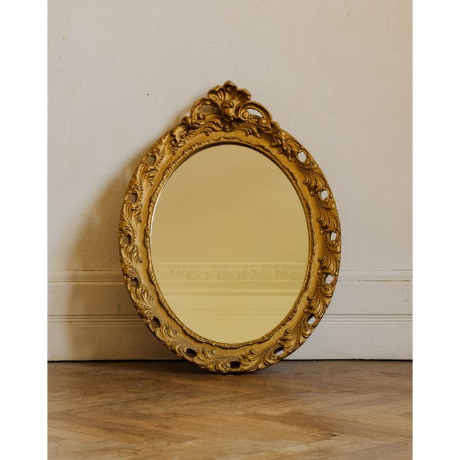 Miroir en résine doré Georges N°1484 - Bon état Couleur doré <span itemprop=