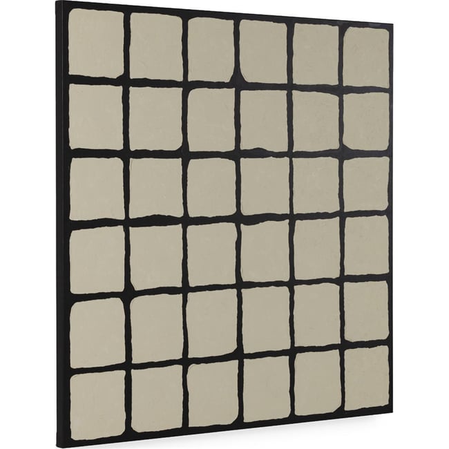 Toile tableau abstrait texturé fait main Couleur blanc et noir <span itemprop=