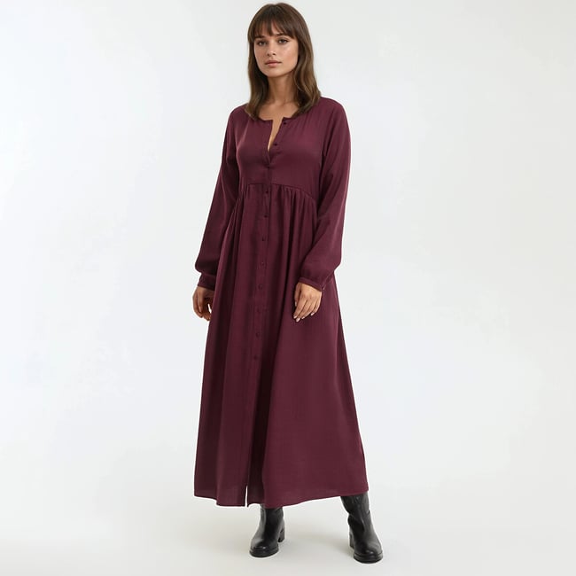 Robe longue, manches longues Signature SUZIE  rouge bordeaux <span itemprop=