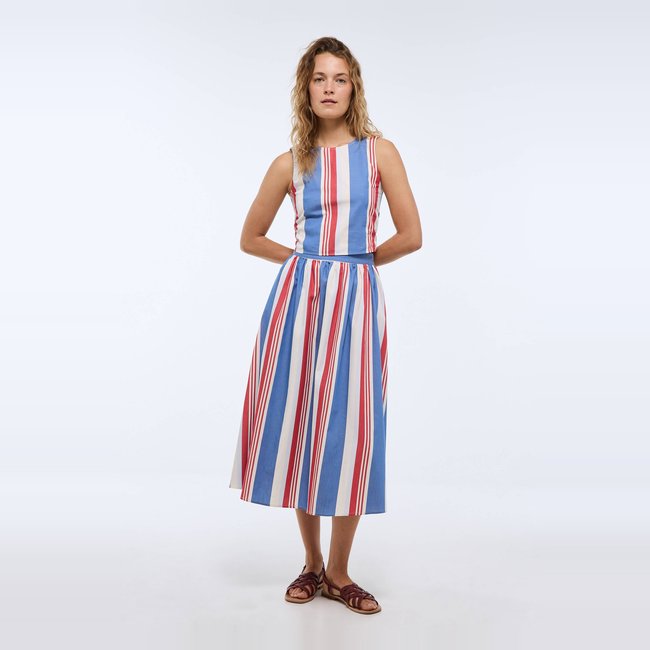Jupe midi imprimée en coton BIO GOTS riviera <span itemprop=