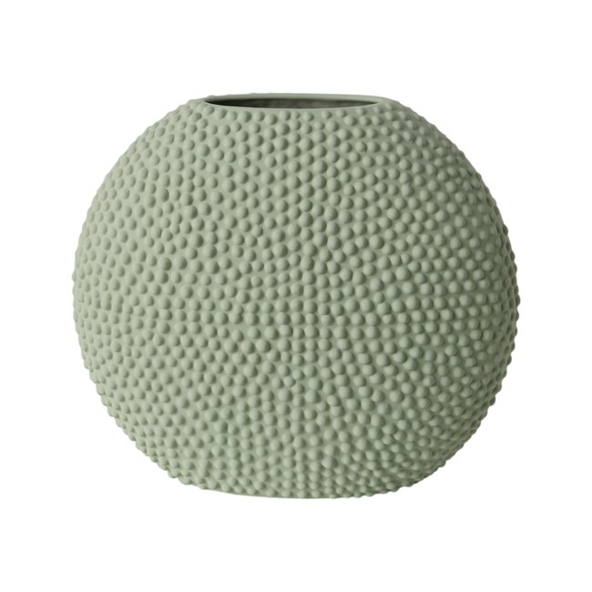 Vase céramique déco texturé vert d'eau 26 cm - SILA Couleur vert <span itemprop=