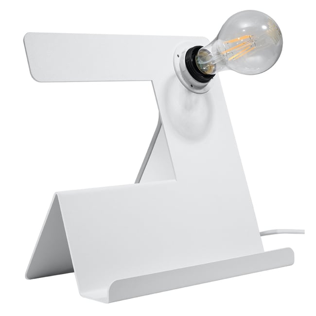Lampe à poser Acier Blanc E27 1 Incline Couleur blanc <span itemprop=