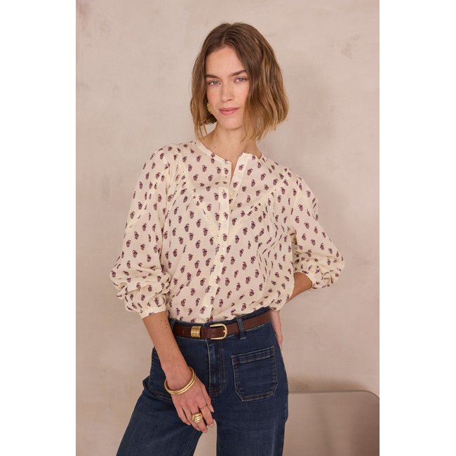 Blouse à imprimé Paisley DIA ecru <span itemprop=