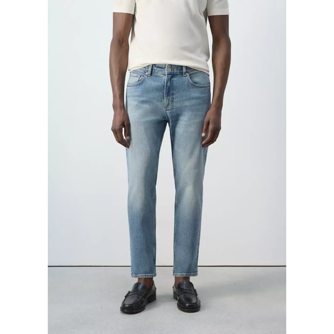 Jean Ben cropped tapered-fit bleu clair vintage <span itemprop=