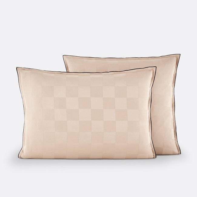 Taie d'oreiller satin de coton lavé, Victor damier - LA REDOUTE INTERIEURS
