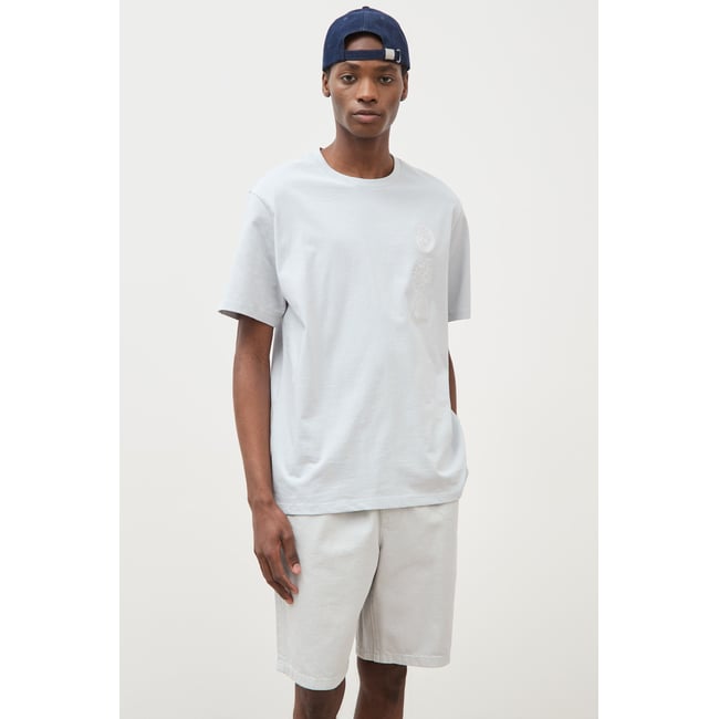 T-shirt ample en coton manches courtes gris clair <span itemprop=
