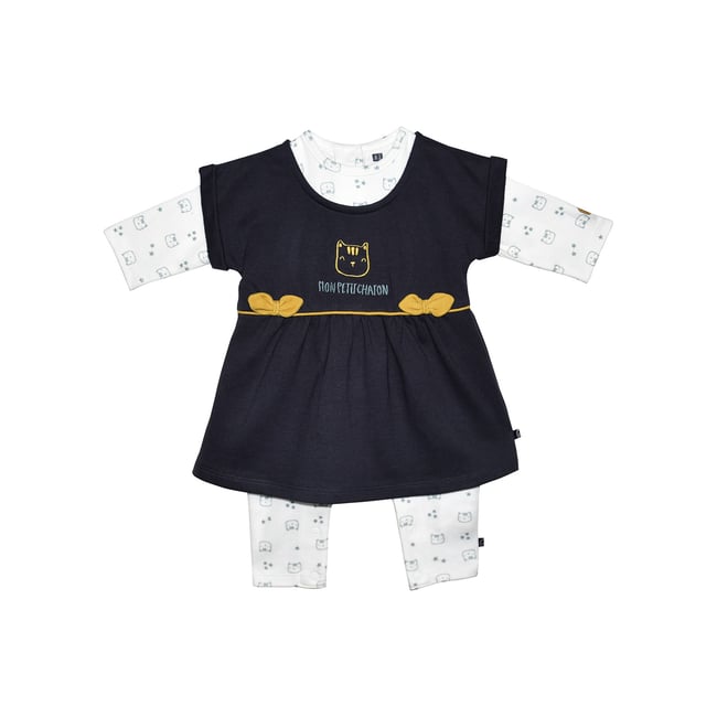 Robe bebe + combinaison feroe gris <span itemprop=