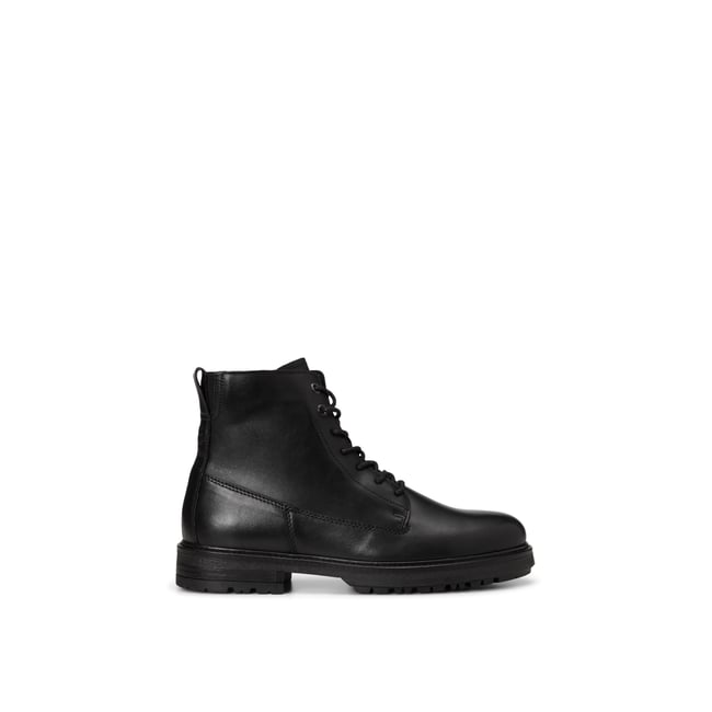 Bottes à lacets, modèle Rony en cuir de vachette de qualité supérieure noir <span itemprop=