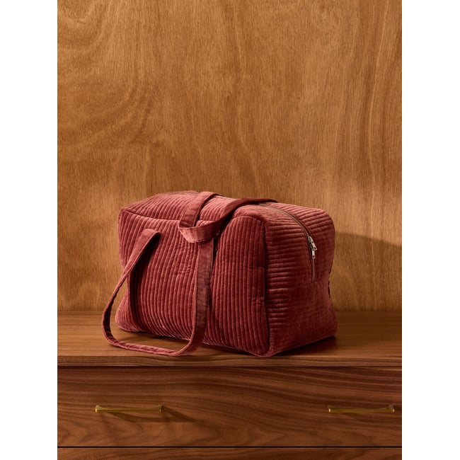 Sac week-end en velours imprimé penjab <span itemprop=