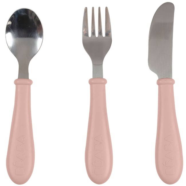 Set de 3 couverts en inox Couleur barbe à papa <span itemprop=