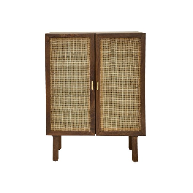 Buffet en manguier et cannage 68 cm 2 portes  RAPHAEL Couleur marron <span itemprop=