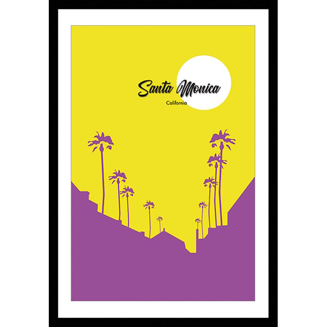 Affiche graphique santa monica californie - HEXOA