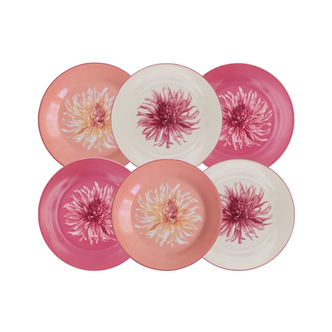 Lot de 6 petites assiettes, FLORA Couleur rose <span itemprop=