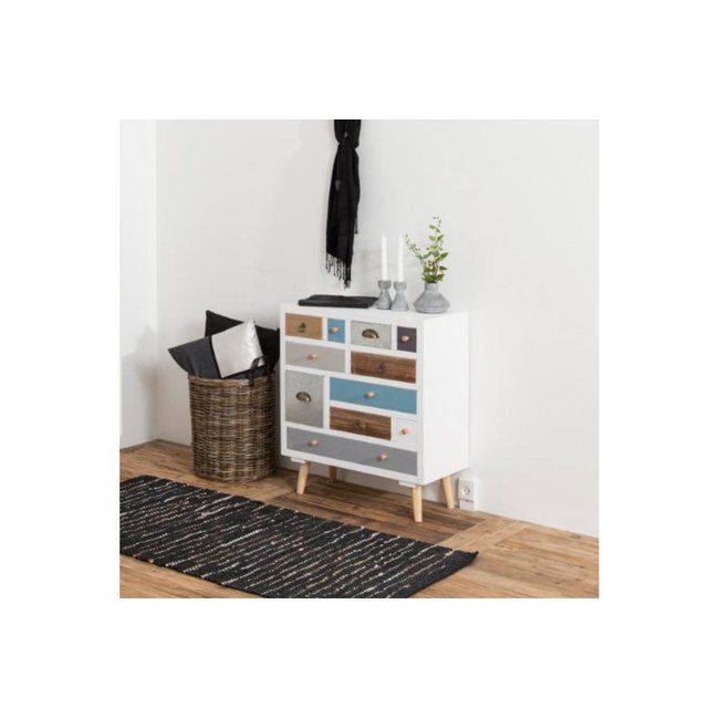 Commode moderne en bois 11 tiroirs L70 - THALIA Couleur blanc <span itemprop=