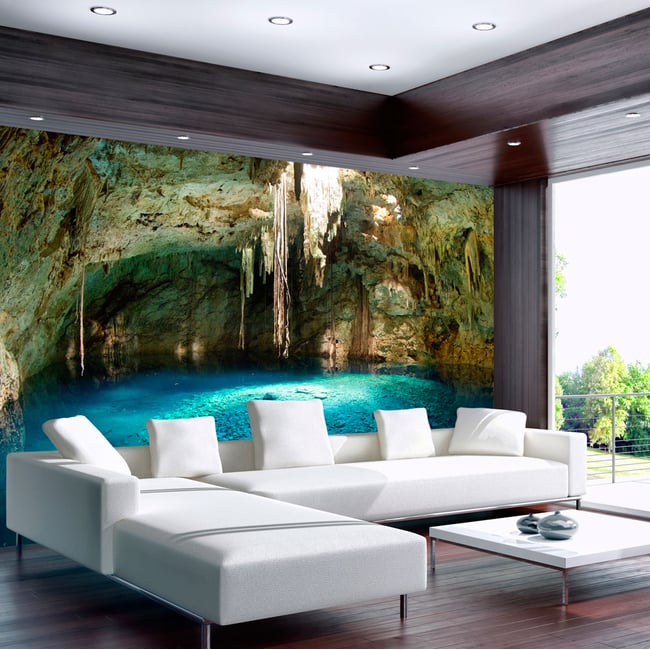 Papier peint intissé panoramique Paysage Stalactite cave Couleur beige <span itemprop=