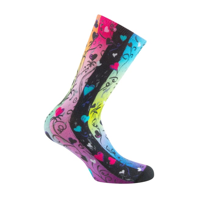 Mi-chaussettes imprimées Femme Rayures de coeurs viscose de bambou. multicolore <span itemprop=