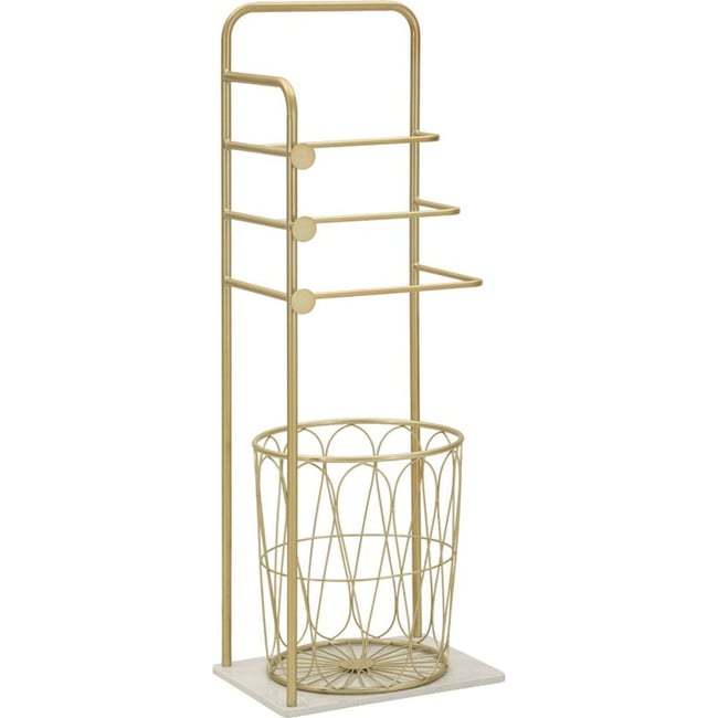 Porte-serviettes métal base effet marbre GLAM Couleur doré et blanc <span itemprop=