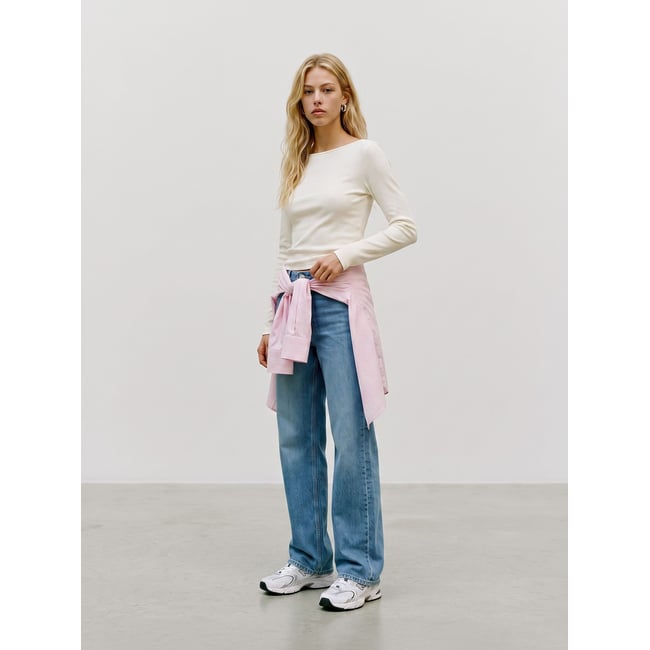 Jean À Coupe Large medium blue denim <span itemprop=