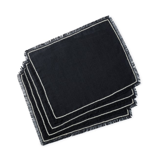 Set de table (x4) lin lavé GABRIEL fusain / sable <span itemprop=