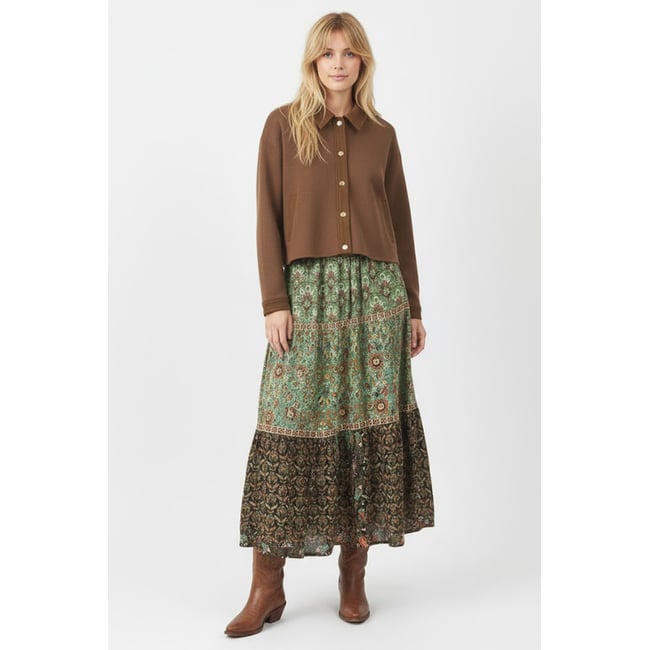 Jupe longue imprimée INSTANT vert <span itemprop=