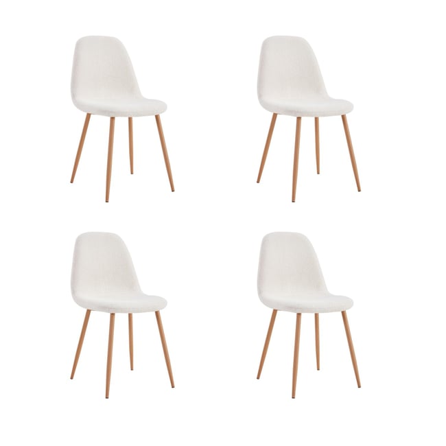 Lot de 4 chaises design scandinave en bouclette FREYA Couleur blanc <span itemprop=