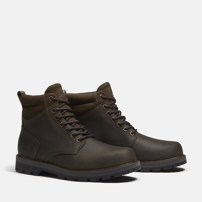 Stivaletti con lacci in pelle BRITTON ROAD MID LACE kaki scuro TIMBERLAND
