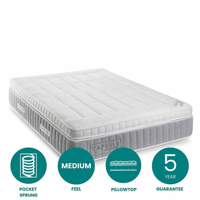 Capsule 2000 Box Top Pocket & Memory Foam Mattress, white, SO'HOME