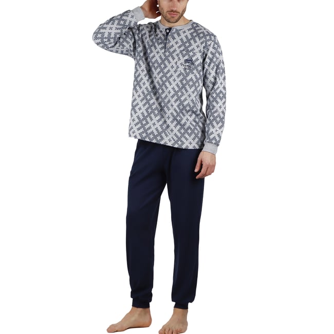 Pyjama pantalon et haut Jacquard Racing Antonio Miro gris <span itemprop=
