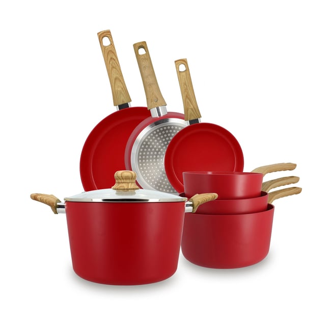 Batterie de cuisine 7 pièces en aluminium, COLORAMA - MENASTYL