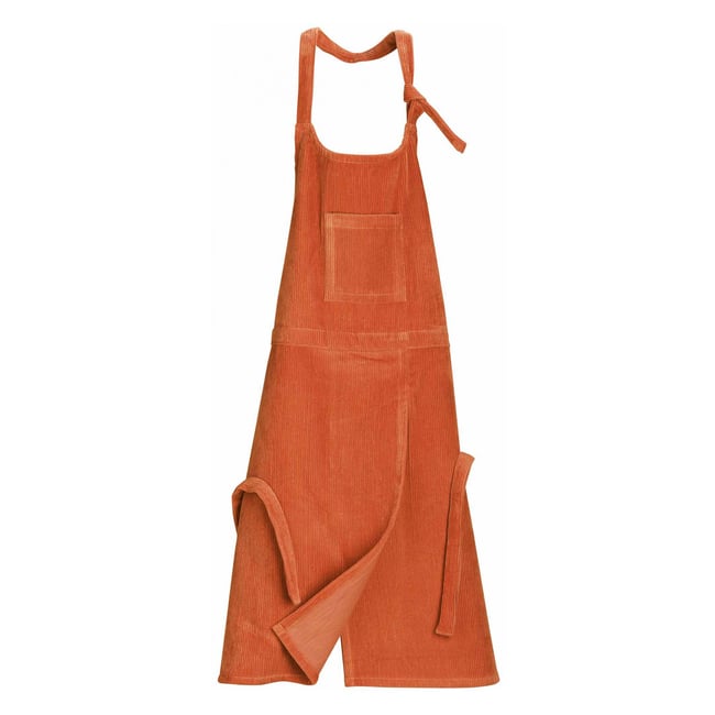 Tablier de cuisine velours Oriane cuivre <span itemprop=