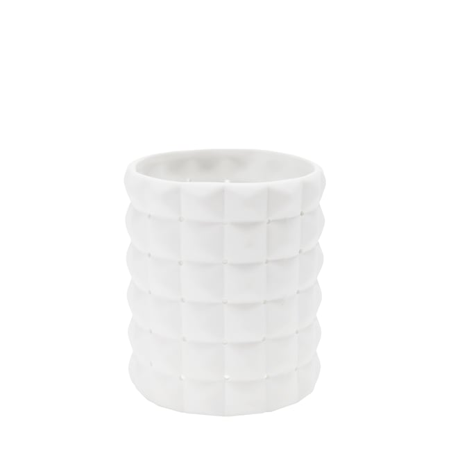 Photophore décoratif en porcelaine H8 Couleur blanc <span itemprop=