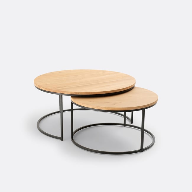 Satz mit 2 grossen Couchtischen, Tischplatte aus Eiche, HIBA eiche LA REDOUTE INTERIEURS