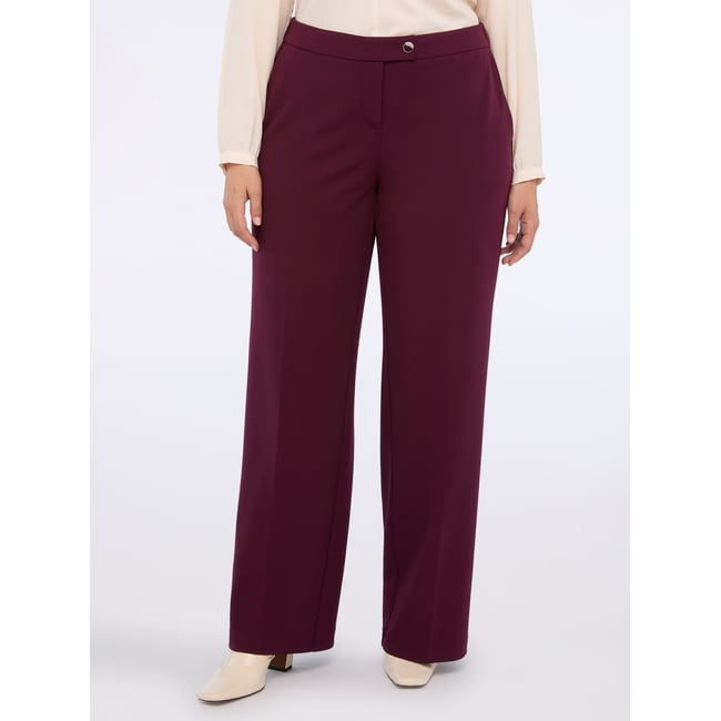 Pantalon jambe large en tissu stretch burgundy <span itemprop=