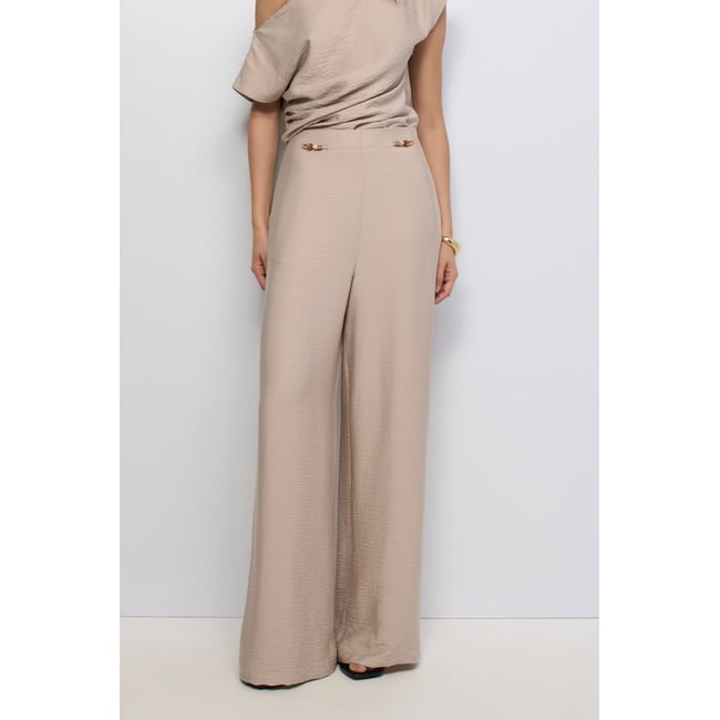 PANTALON FLUIDE WIDE LEG ecru <span itemprop=