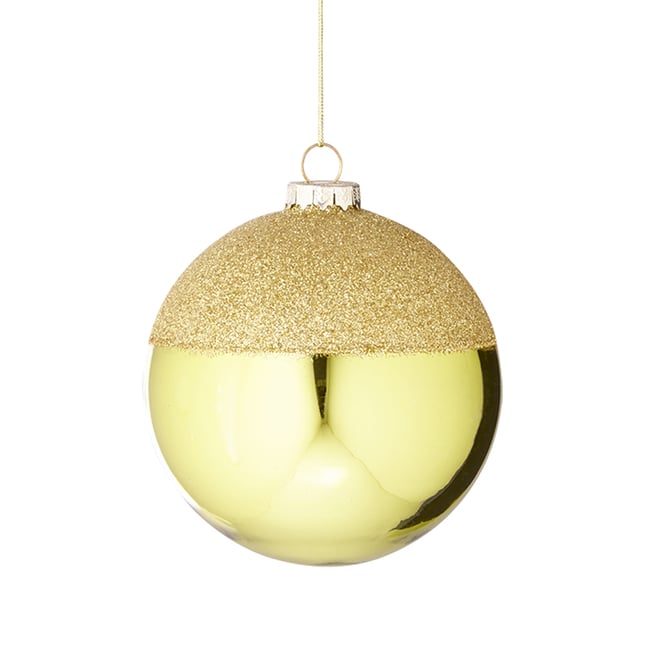 Boule de noël décorative bicolore en verre D10 Couleur doré <span itemprop=