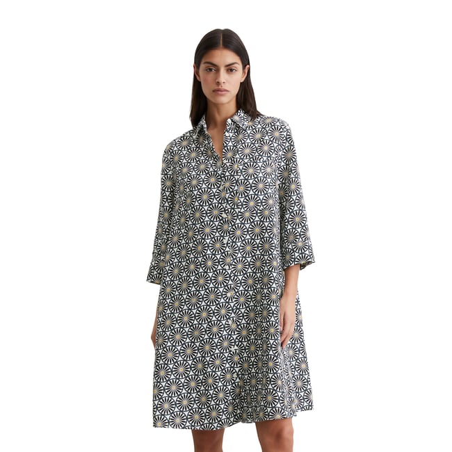 Robe en lin relaxed avec motif imprimé blanc <span itemprop=