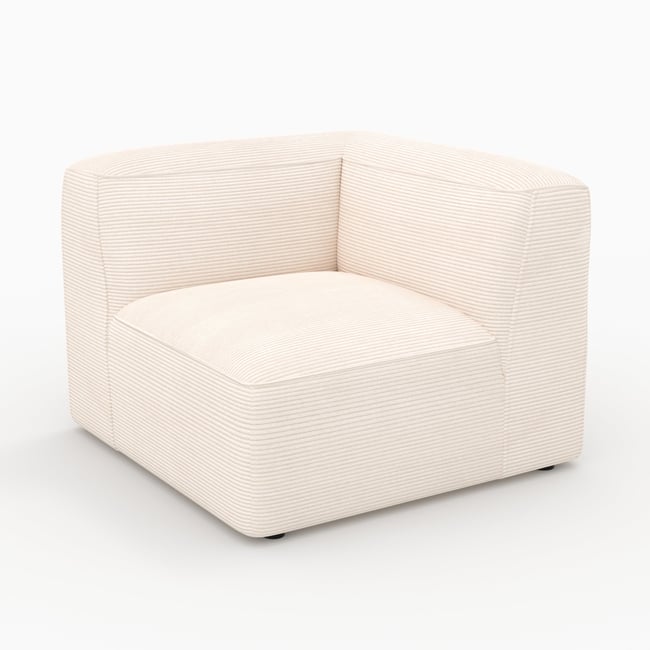 Angle droit pour canapé modulable en velours côtelé - MINA Couleur blanc cassé <span itemprop=