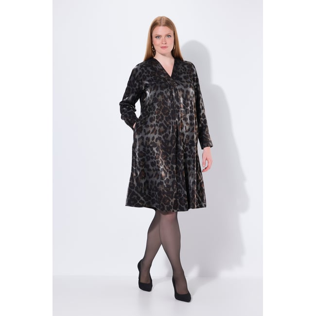 Robe midi coupe trapèze à décolleté en V marine foncé <span itemprop=