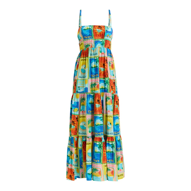 Robe midi ATLAS SUNSHINE COASTLINE. bleu atlas atlas print <span itemprop=