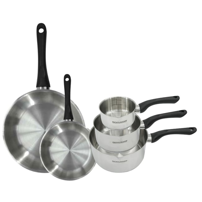 Batterie 2 poêles 20/28cm + 3 casseroles 12/16/20cm GENEVA inox|noir <span itemprop=