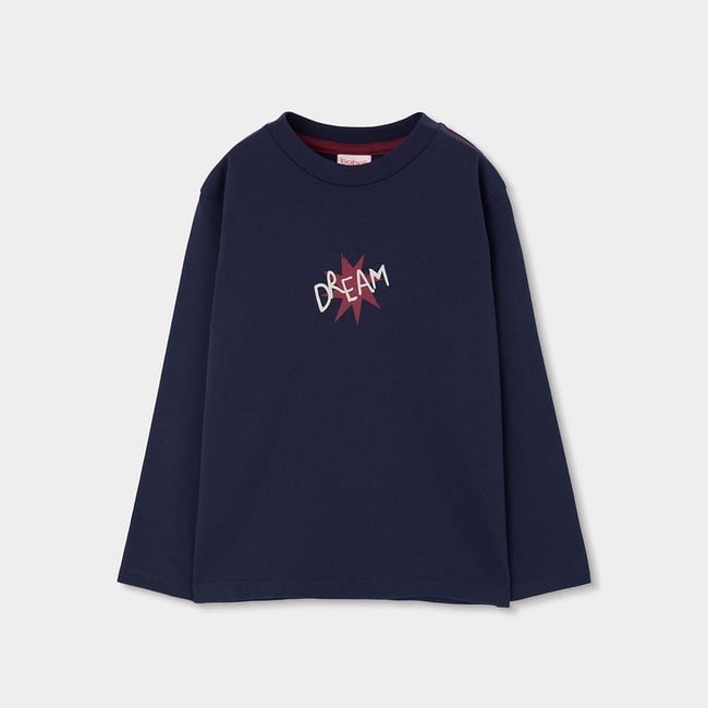 T-shirt en maille garçon imprimé Dream bleu <span itemprop=