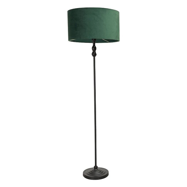 Maude Metal Candlestick Floor Lamp with Velvet Shade, green, SO'HOME